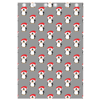 Christmas Santa Penguin Pattern Print Curtain