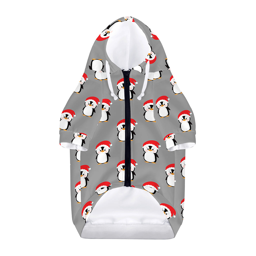 Christmas Santa Penguin Pattern Print Dog Zip Up Hoodie