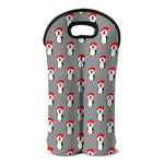 Christmas Santa Penguin Pattern Print Double Neoprene Wine Tote