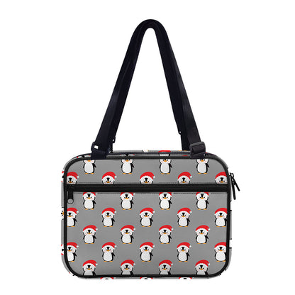 Christmas Santa Penguin Pattern Print Double Strap Bible Bag
