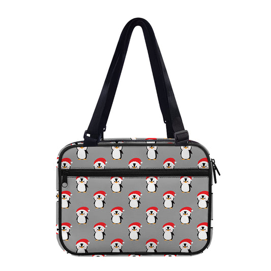 Christmas Santa Penguin Pattern Print Double Strap Bible Bag