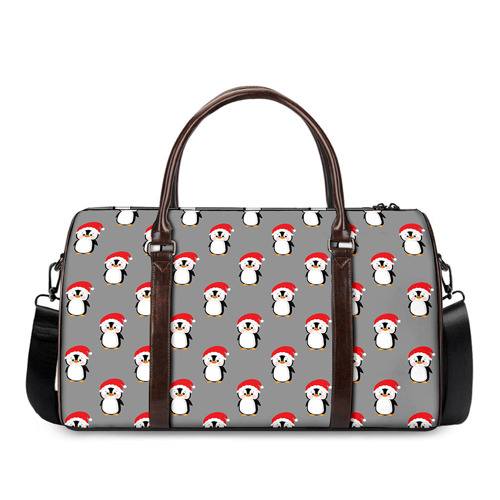 Christmas Santa Penguin Pattern Print Duffle Bag