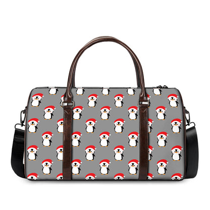 Christmas Santa Penguin Pattern Print Duffle Bag