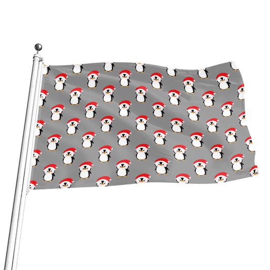 Christmas Santa Penguin Pattern Print Flag