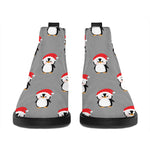 Christmas Santa Penguin Pattern Print Flat Ankle Boots