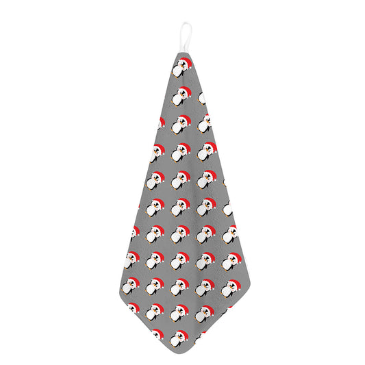 Christmas Santa Penguin Pattern Print Hand Towel
