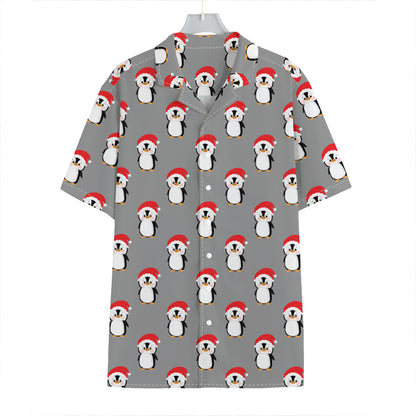 Christmas Santa Penguin Pattern Print Hawaiian Shirt