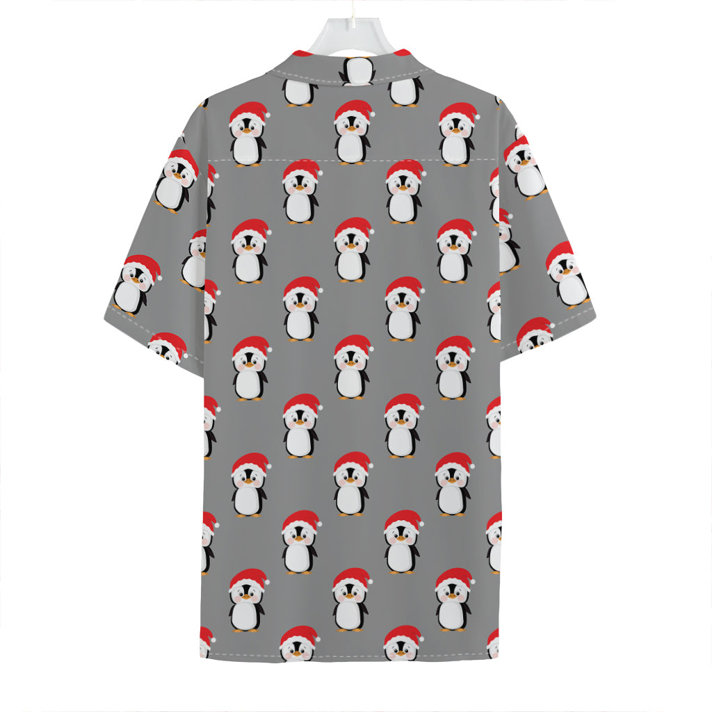 Christmas Santa Penguin Pattern Print Hawaiian Shirt