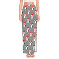 Christmas Santa Penguin Pattern Print High Slit Maxi Skirt
