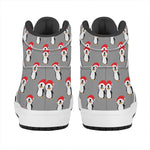 Christmas Santa Penguin Pattern Print High Top Leather Sneakers