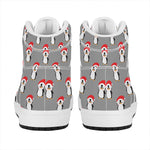 Christmas Santa Penguin Pattern Print High Top Leather Sneakers