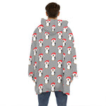 Christmas Santa Penguin Pattern Print Hoodie Blanket