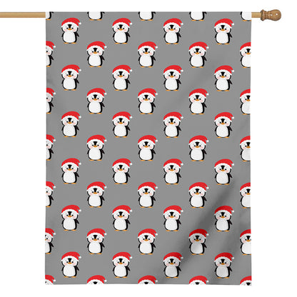 Christmas Santa Penguin Pattern Print House Flag