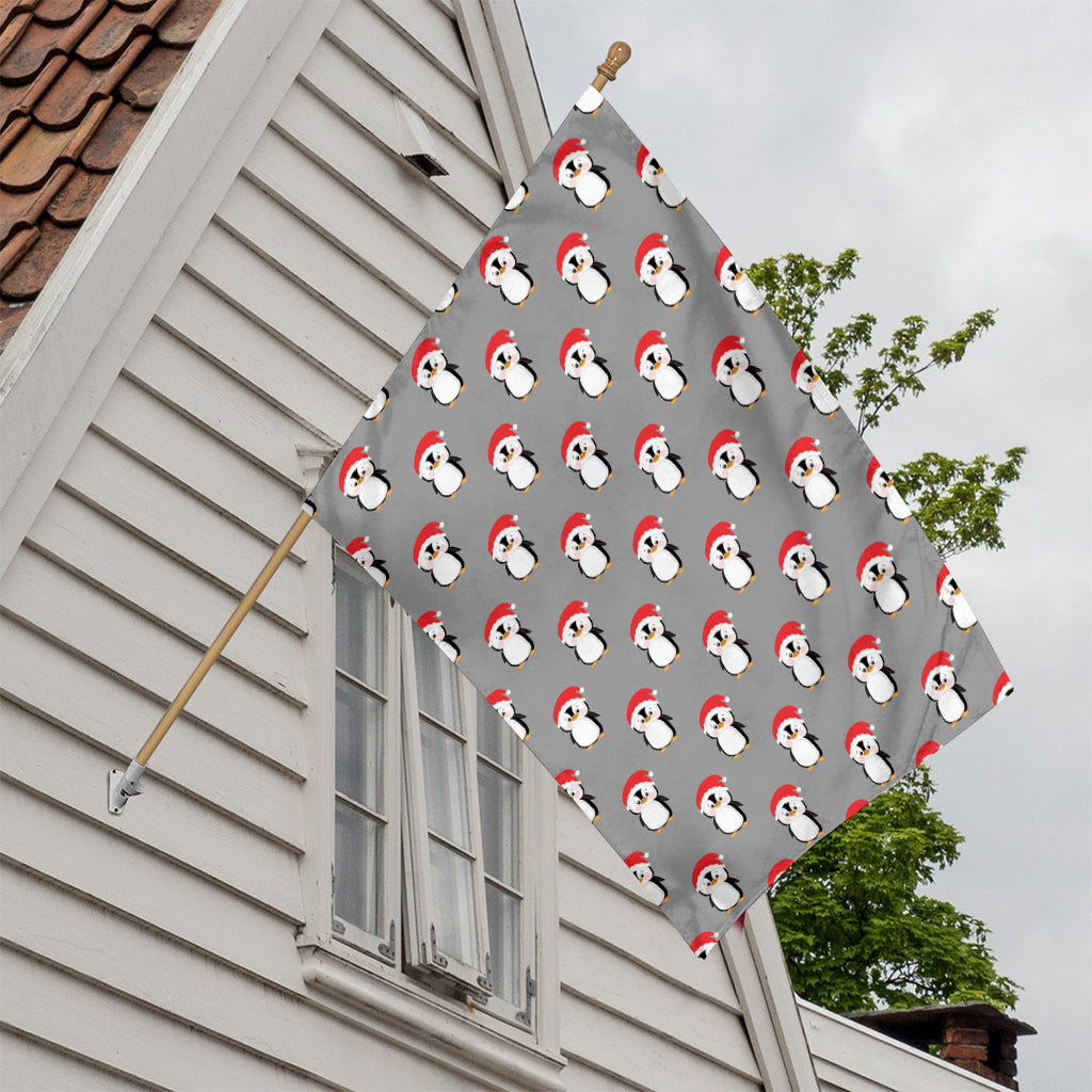 Christmas Santa Penguin Pattern Print House Flag