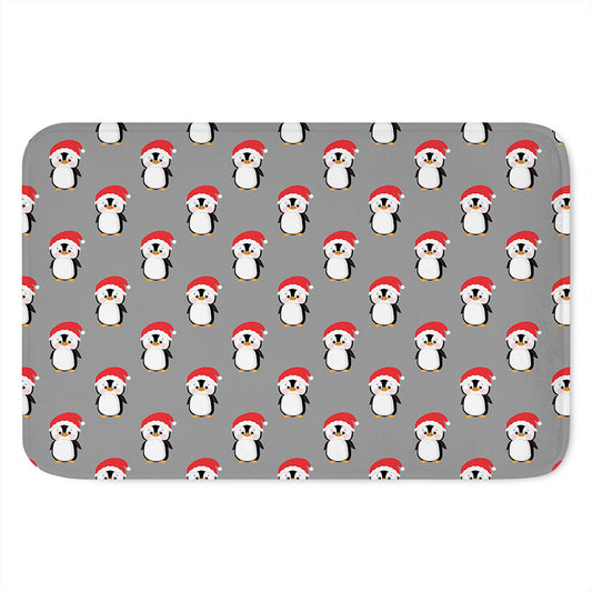 Christmas Santa Penguin Pattern Print Indoor Door Mat