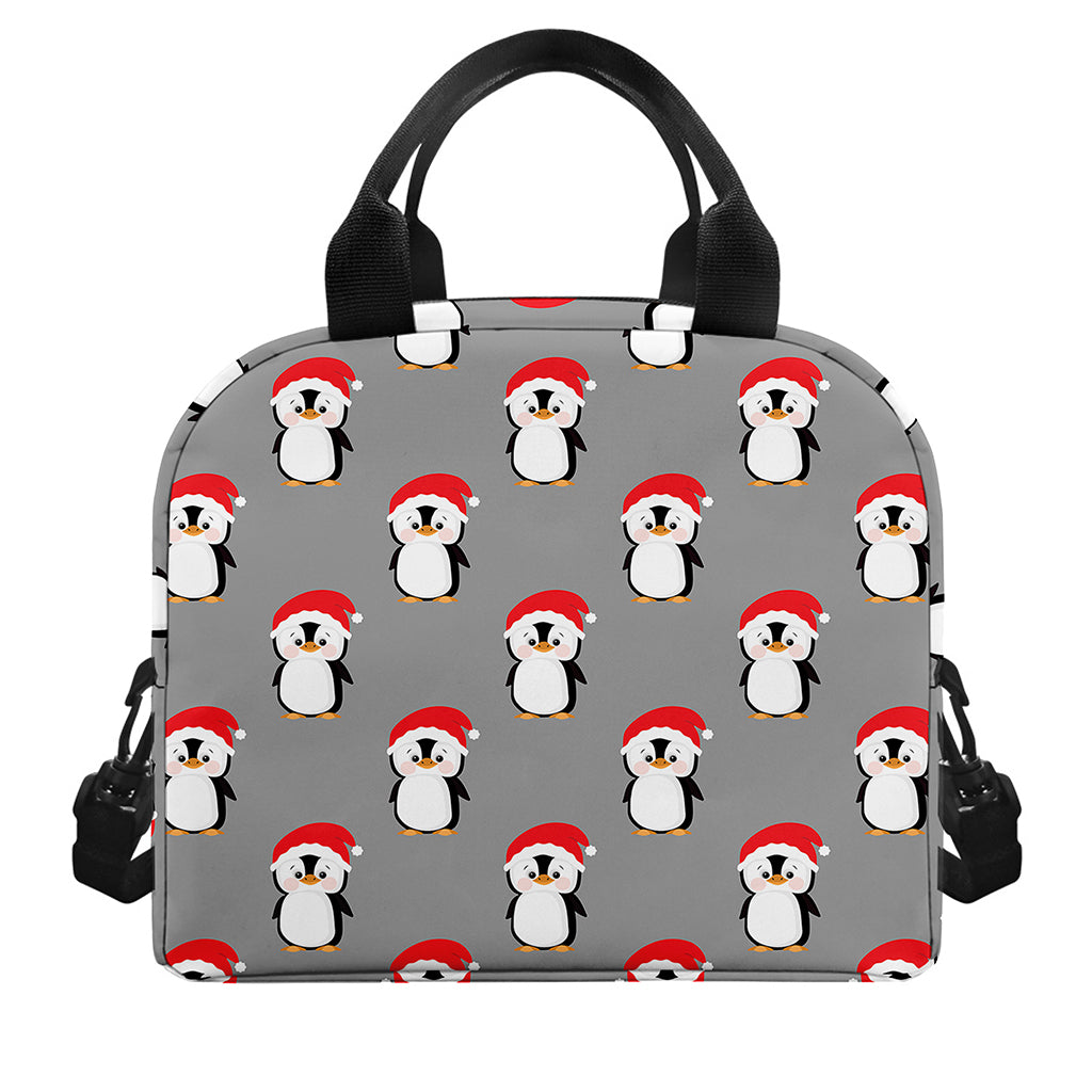 Christmas Santa Penguin Pattern Print Insulated Lunch Bag