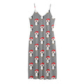 Christmas Santa Penguin Pattern Print Jersey Midi Cami Dress