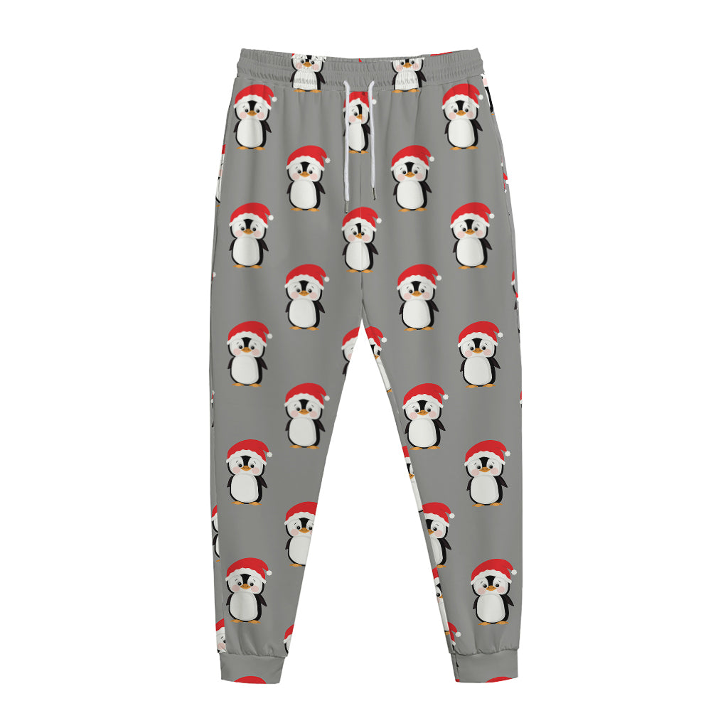 Christmas Santa Penguin Pattern Print Jogger Pants