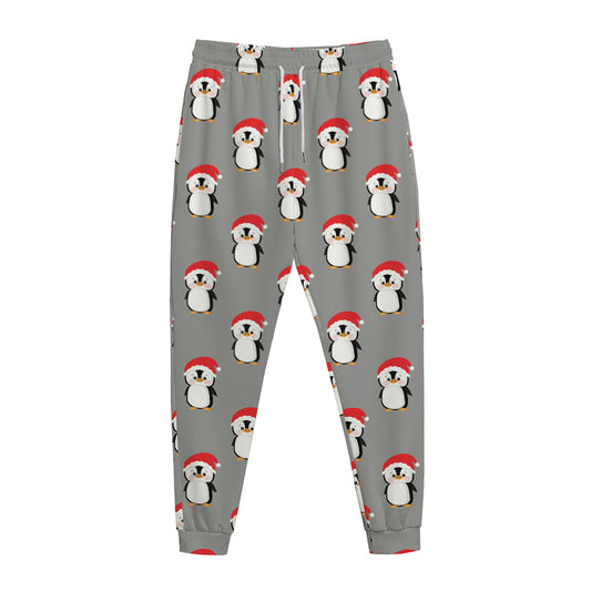 Christmas Santa Penguin Pattern Print Jogger Pants