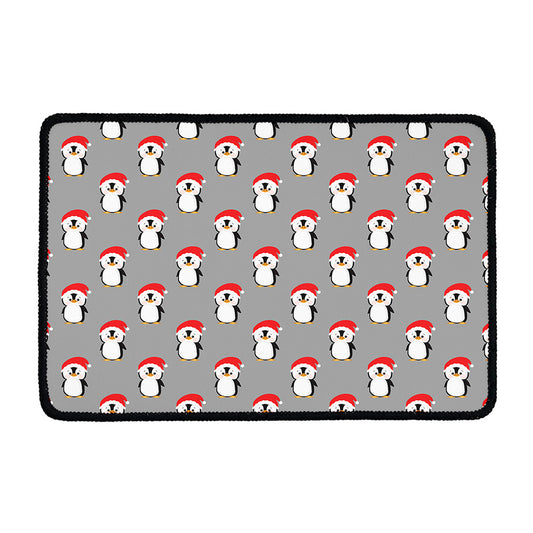 Christmas Santa Penguin Pattern Print Kitchen Mat