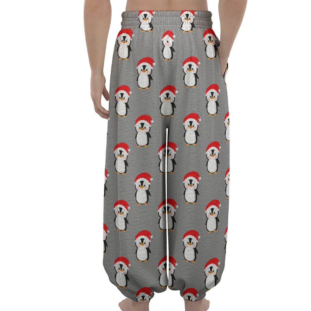 Christmas Santa Penguin Pattern Print Lantern Pants