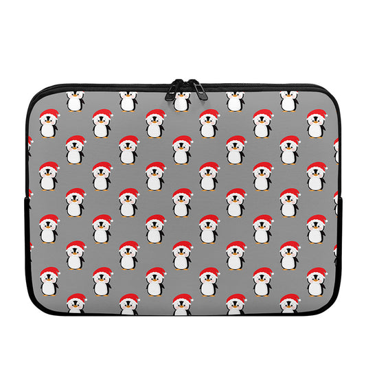 Christmas Santa Penguin Pattern Print Laptop Sleeve