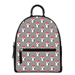 Christmas Santa Penguin Pattern Print Leather Backpack