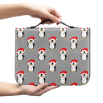 Christmas Santa Penguin Pattern Print Leather Bible Cover