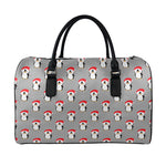 Christmas Santa Penguin Pattern Print Leather Duffle Bag