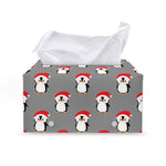 Christmas Santa Penguin Pattern Print Leather Tissue Box Cover