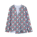 Christmas Santa Penguin Pattern Print Long Sleeve Short Coat