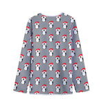 Christmas Santa Penguin Pattern Print Long Sleeve Short Coat