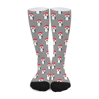 Christmas Santa Penguin Pattern Print Long Socks