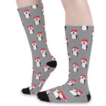 Christmas Santa Penguin Pattern Print Long Socks