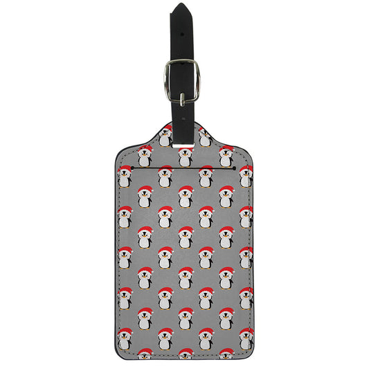 Christmas Santa Penguin Pattern Print Luggage Tag