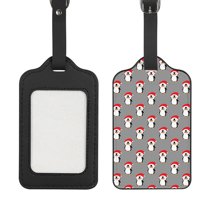 Christmas Santa Penguin Pattern Print Luggage Tag