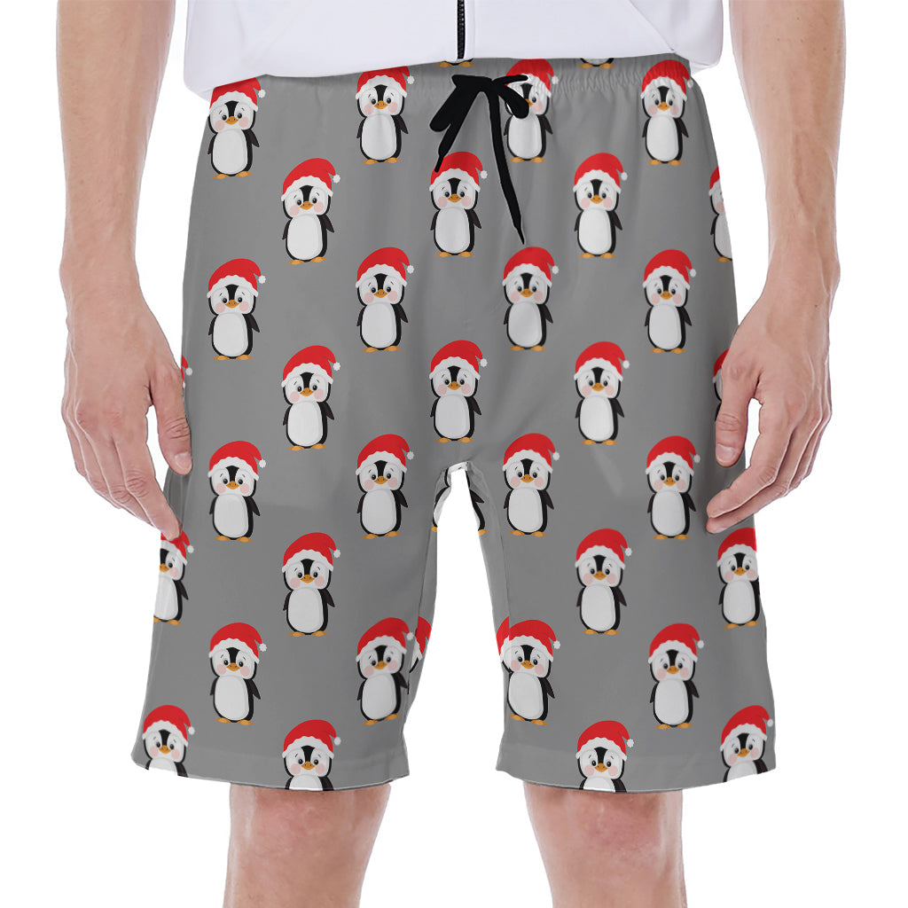 Christmas Santa Penguin Pattern Print Men's Beach Shorts