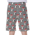 Christmas Santa Penguin Pattern Print Men's Beach Shorts