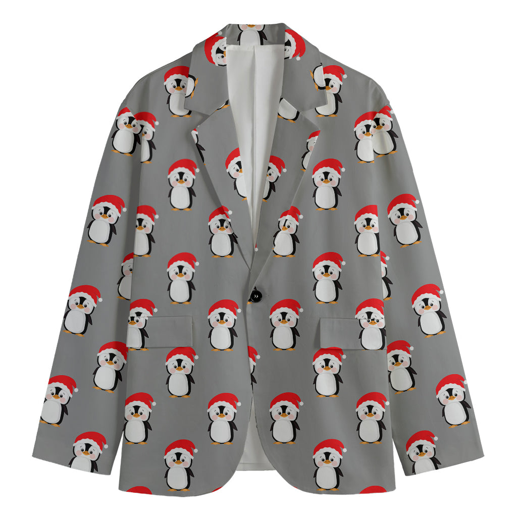 Christmas Santa Penguin Pattern Print Men's Blazer