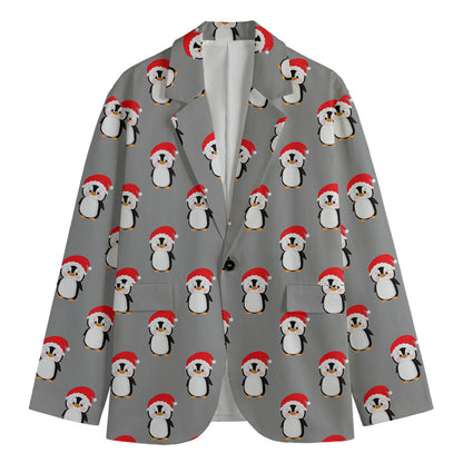 Christmas Santa Penguin Pattern Print Men's Blazer