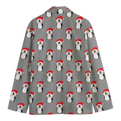 Christmas Santa Penguin Pattern Print Men's Blazer