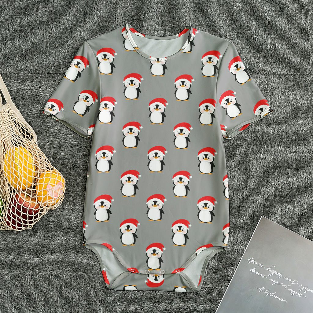 Christmas Santa Penguin Pattern Print Men's Bodysuit