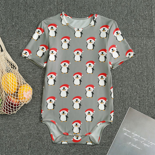 Christmas Santa Penguin Pattern Print Men's Bodysuit