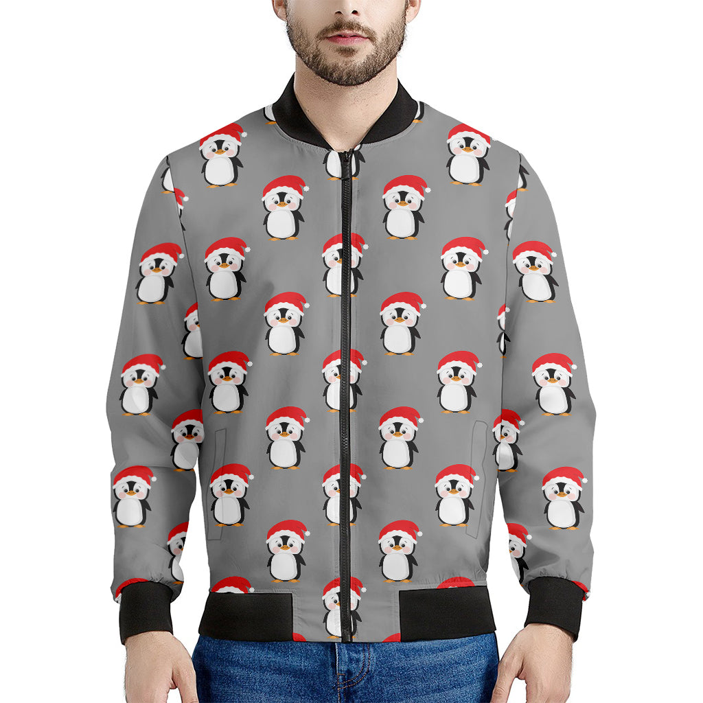 Christmas Santa Penguin Pattern Print Men's Bomber Jacket