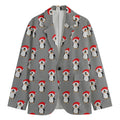 Christmas Santa Penguin Pattern Print Men's Cotton Blazer