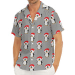 Christmas Santa Penguin Pattern Print Men's Deep V-Neck Shirt