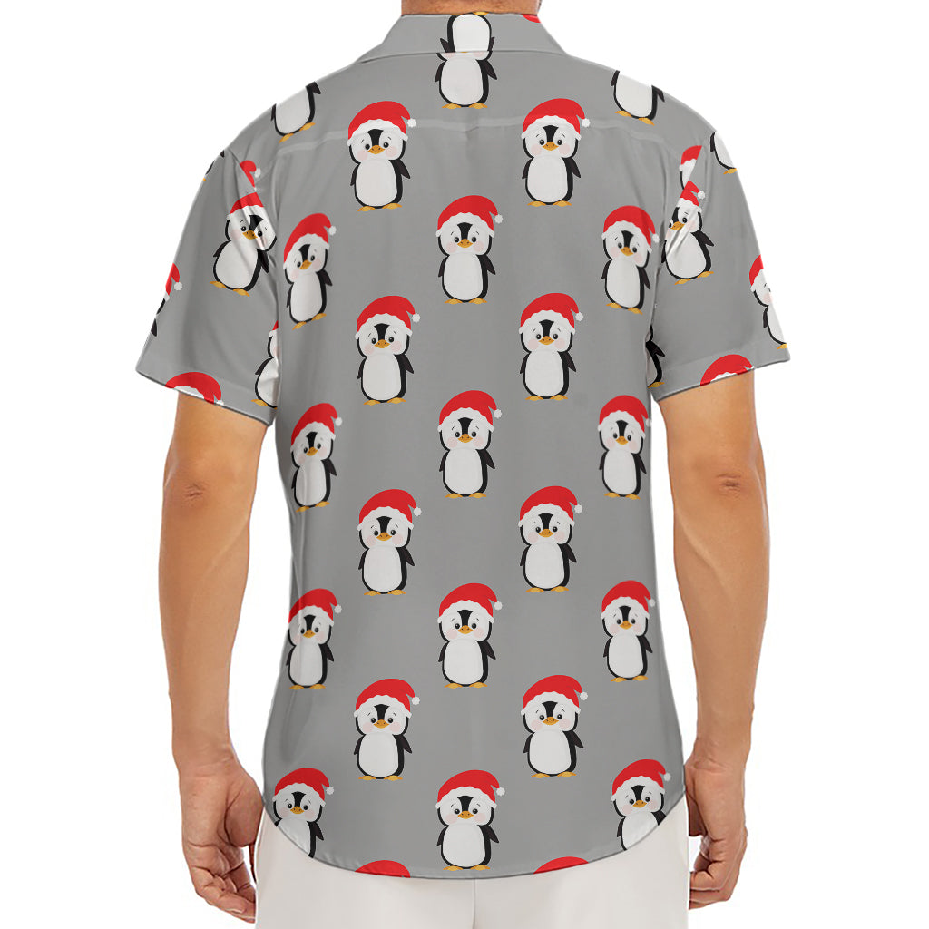 Christmas Santa Penguin Pattern Print Men's Deep V-Neck Shirt