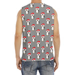 Christmas Santa Penguin Pattern Print Men's Fitness Tank Top