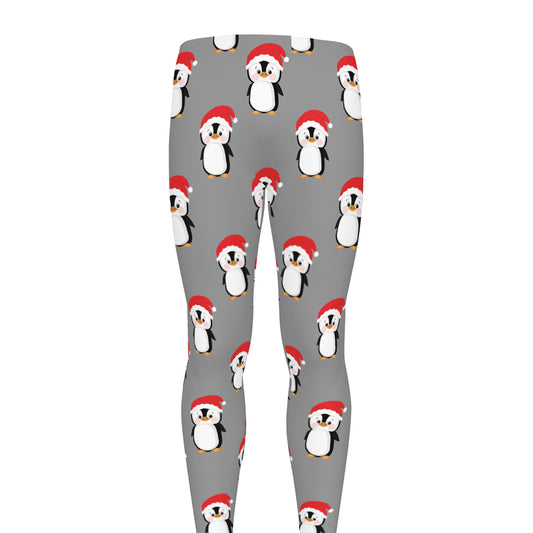 Christmas Santa Penguin Pattern Print Men's leggings