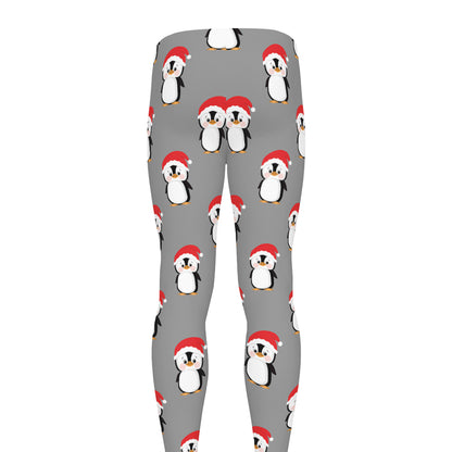 Christmas Santa Penguin Pattern Print Men's leggings